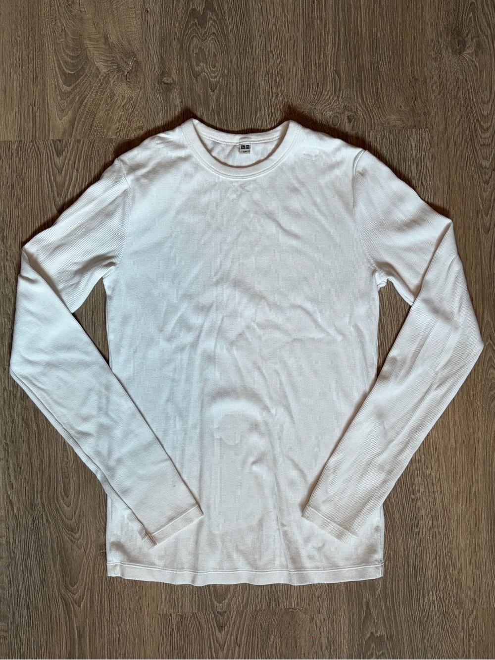Uniqlo Women's White Soft Ribbed Long-Sleeve T-Shirt - Size S